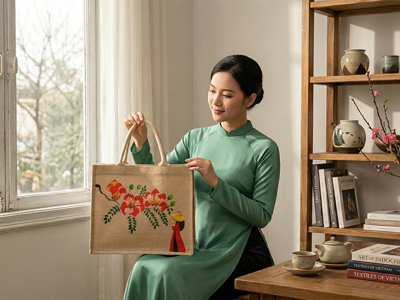 Chị Em Mê Mẩn Túi Đay Vẽ Tay Hải Phòng – Đi Đâu Cũng Mang Theo